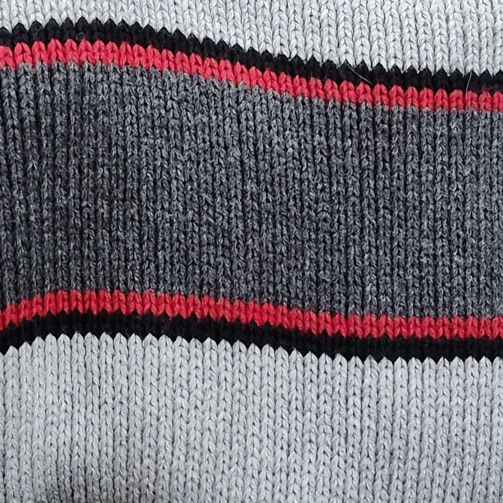 💜Old Navy Gray & Red Colorblock Striped Unisex Cotton Scarf